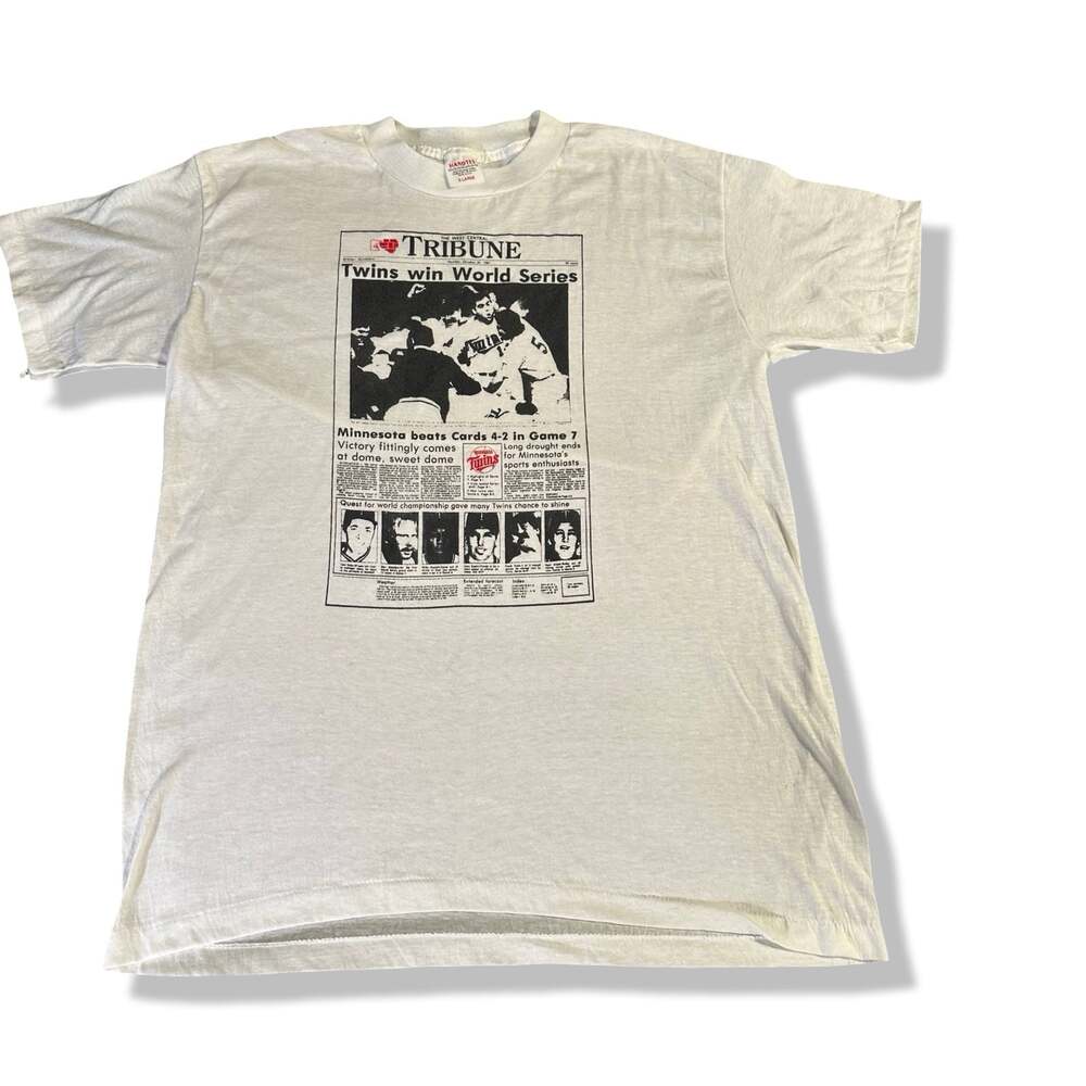 Vintage 1987 Minnesota Twins World Series Newspaper Single Stitch T-Shirt